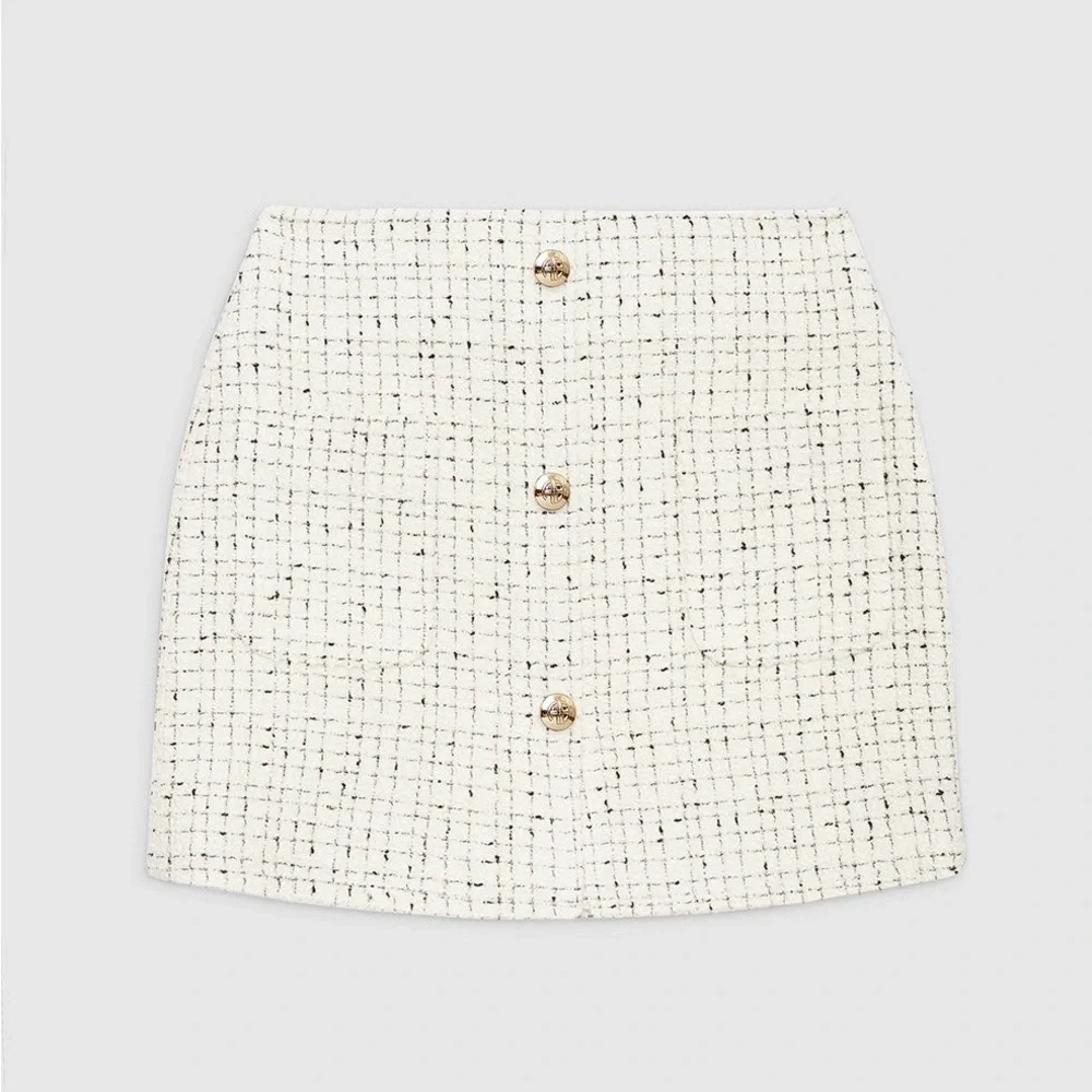 ANINE BING NWT Mateo Tweed Ivory Mini Skirt